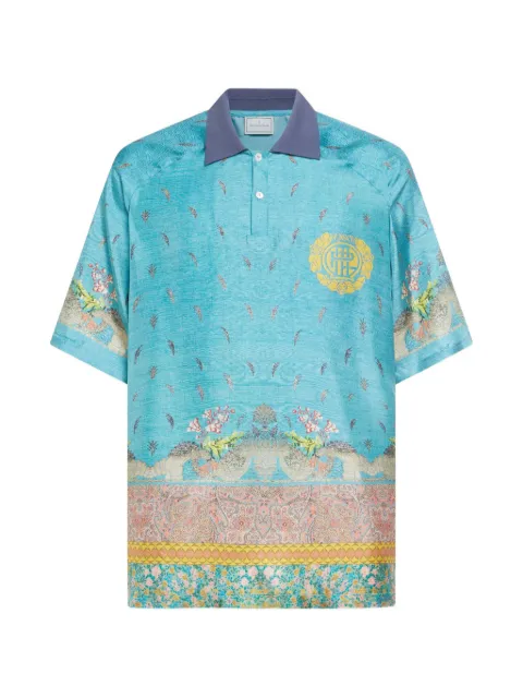Pierre-Louis Mascia Aloe patterned polo shirt Blue ALOESPO12563SE518168101