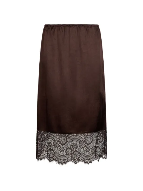 LIU JO satin midi skirt with lace details Brown CA6121T450AP9576
