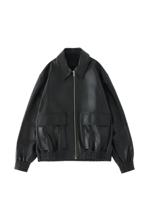 Studio Nicholson Piston zip-up leather jacket Black PISTONLEATHERJACKETINBLACKMAW24