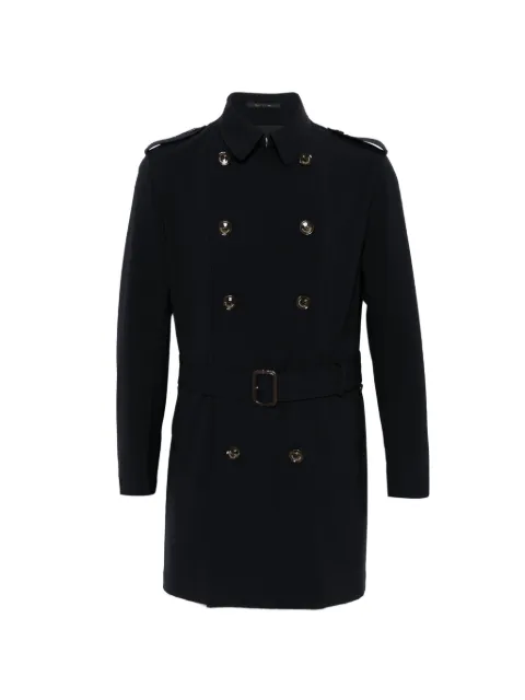Montecore buttoned belted coat Blue S10MUC870185