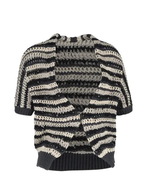 Brunello Cucinelli Vintage sequin-embellished striped cardigan Black RFCPUGBCL679849W