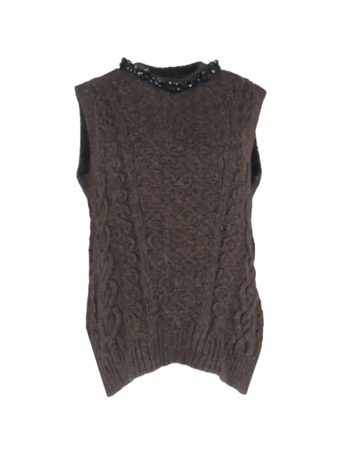 Simone Rocha bead-embellished cable-knit vest Brown RFCPUGBCL679897W