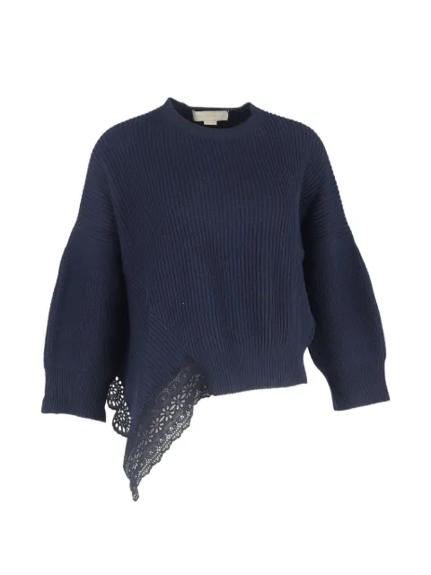 Stella McCartney Pre-Owned 2025 lace-trim ribbed knit sweater Blue RFCPUGBCL679848W