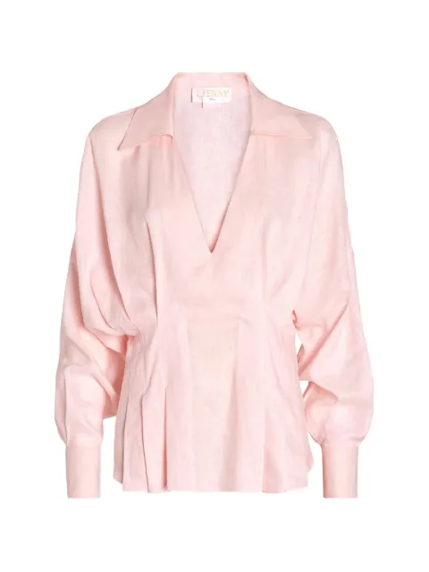 Genny V-neck pleated blouse Pink 80AAL640N0750