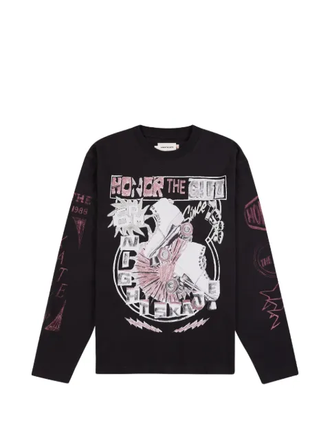 Honor The Gift Night Skate long-sleeve graphic-print T-shirt Black HTG250498