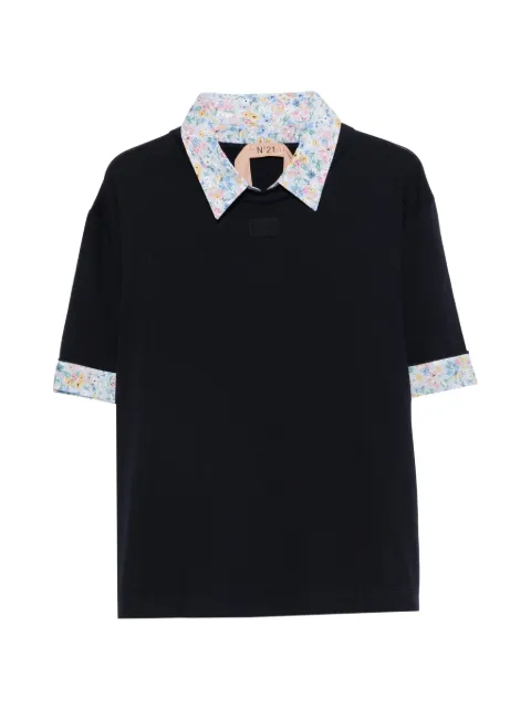 Nº21 floral-collar T-shirt Blue N2M0F0614157