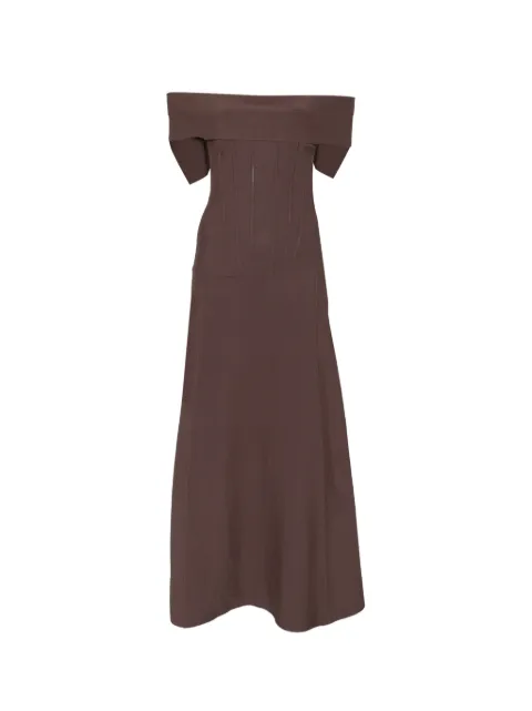 Erika Cavallini off-shoulder corset-style dress Brown P6SA07