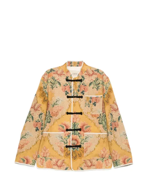 Valentino Garavani floral-print frog-closure jacket Yellow VCIQ80B8V