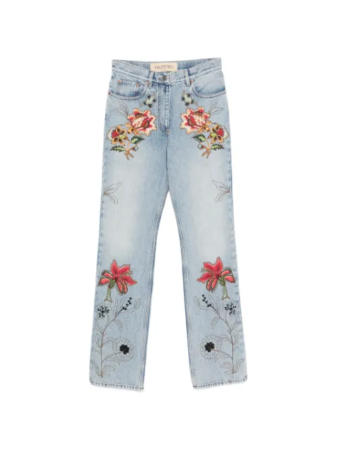 Valentino Garavani floral-embroidery jeans Blue BDD2AX9YC