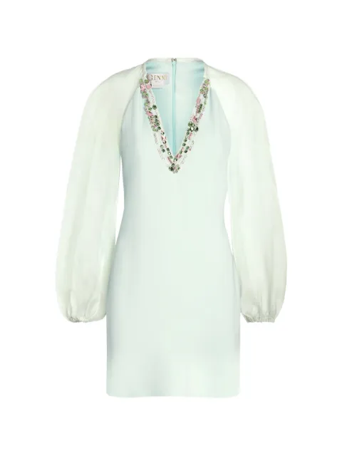 Genny balloon sleeve embellished mni dress Green 80AAO423N0714