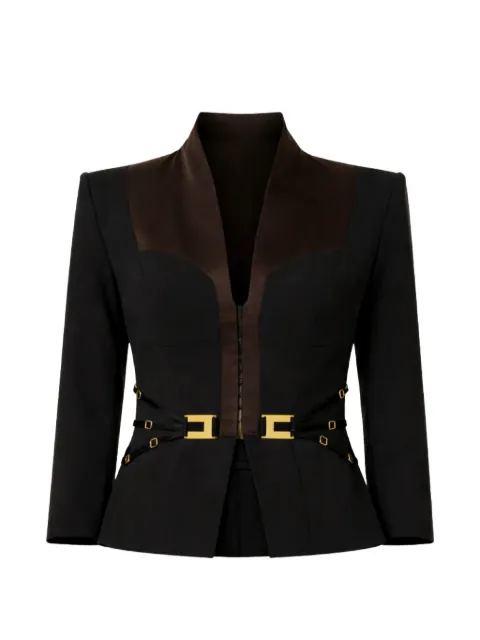 Elisabetta Franchi V-neck buckle blazer Black GI20261E2