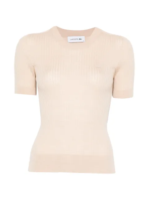 Lacoste ribbed logo-patch T-shirt Neutrals AF4146