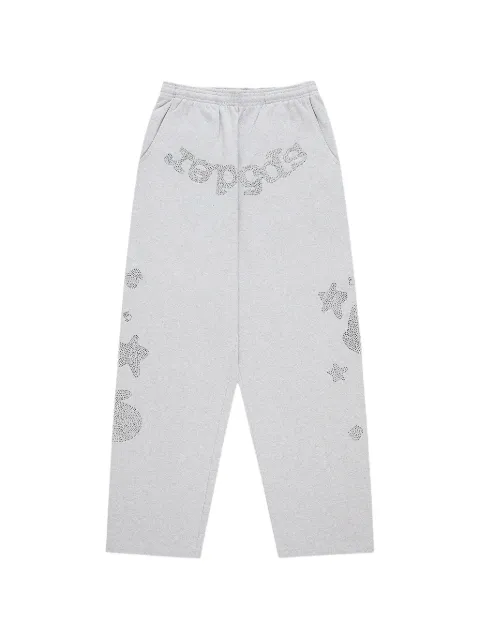 SP5DER rhinestone wide-leg track pants Grey SP5DER310