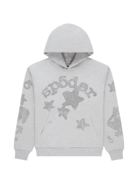 SP5DER rhinestone-detail hoodie Grey SP5DER309