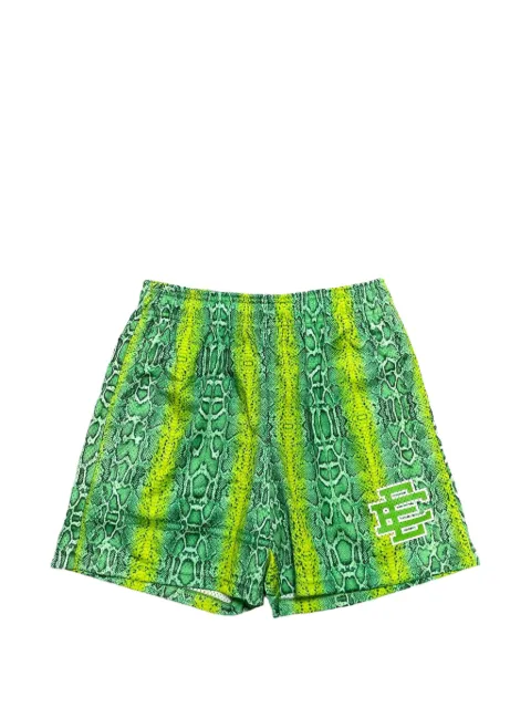 ERIC EMANUEL snake-pattern logo-print shorts Green EE147