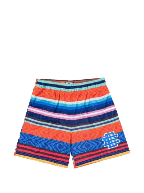 ERIC EMANUEL logo-print striped-pattern shorts Blue EE121