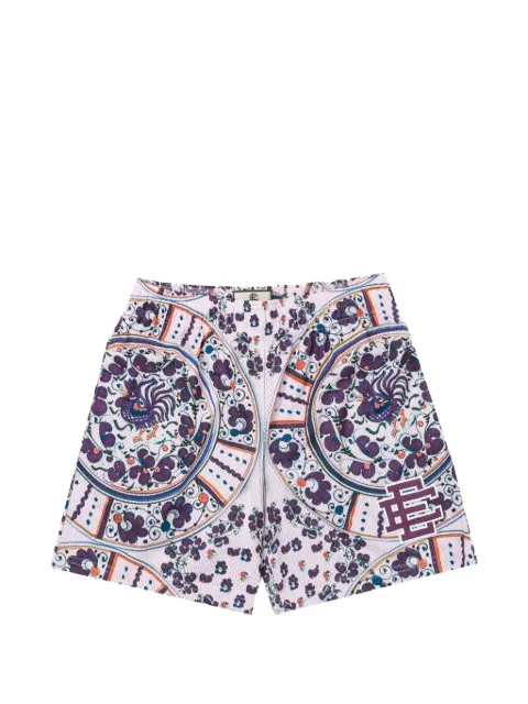 ERIC EMANUEL rooster-print track shorts White EE145