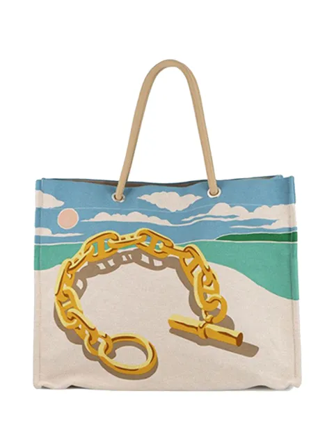 Hermès Pre-Owned 2020-2025 Toile Escale a la Plage Beach Bag tote bag Blue IWHG8P48IM1EAC1E