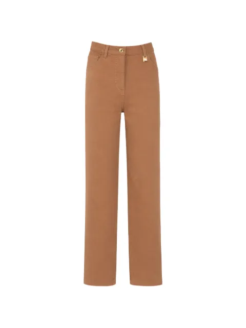 Elisabetta Franchi palazzo jeans with logo detail Brown PJ23N61E2