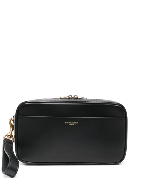 Saint Laurent zip wristlet wash bag Black 8632432R20W