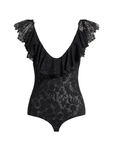 Alberta Ferretti ruffled lace bodysuit Black V11031621