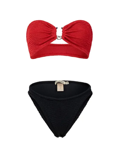 PARAMIDONNA Frida ring-detail textured bikini Red LC26TPFBCP