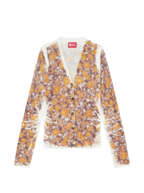 Diesel M-Blomien floral ribbed V-neck cardigan Brown A239350IKCL