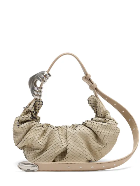 Diesel Grab-D-small scrunched bag in snake-effect leather Neutrals X10479P8958