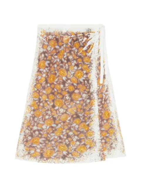 Diesel midi B-Blomette floral ribbed wrap skirt Brown A239360IKCL