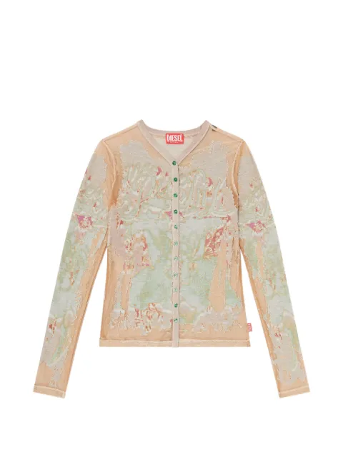 Diesel cardigan top in printed devoré jersey Neutrals A235150SIBV