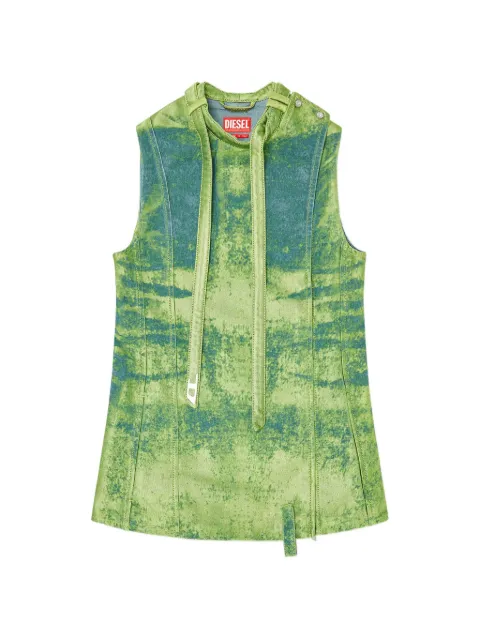 Diesel belted vest in coloured satin denim Green A228520EFDK