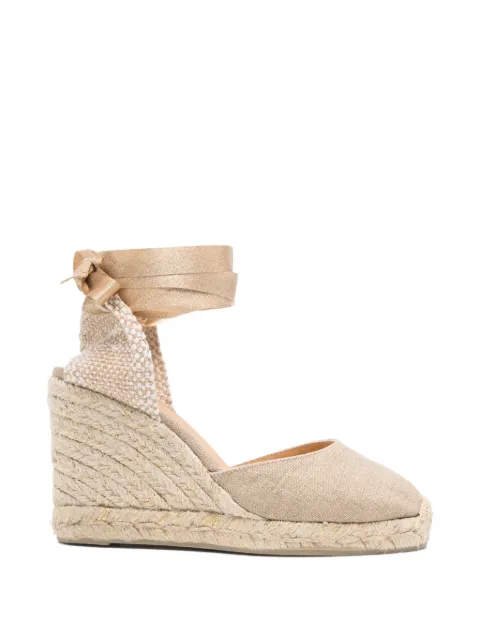 Castañer Carina tie-fastening wedge espadrilles Neutrals 26160