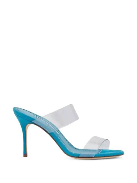 Manolo Blahnik Scolto transparent-strap suede slides White 2190180