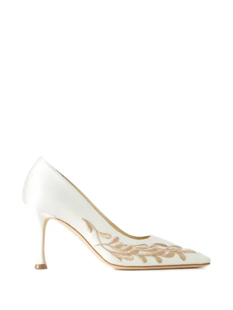 Manolo Blahnik Rabata embroidered pointed-toe pumps White 32530010004
