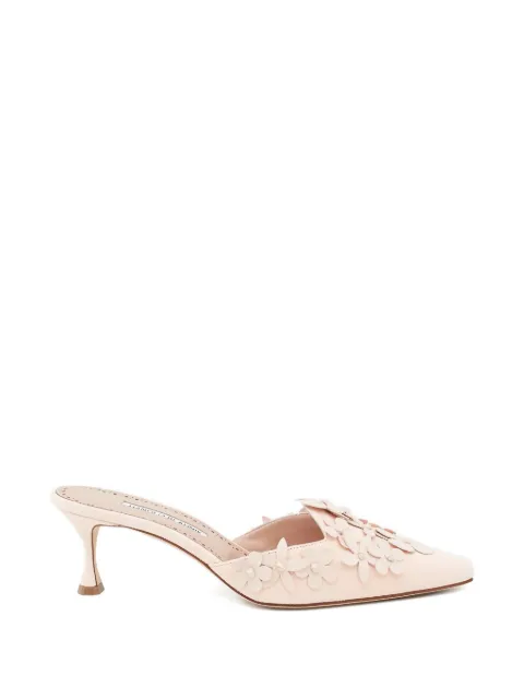 Manolo Blahnik Harnes floral-detail suede mules Pink 22517630004
