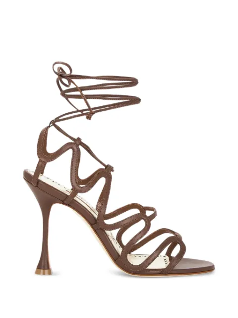 Manolo Blahnik tie-detail leather sandals Brown 12528390004