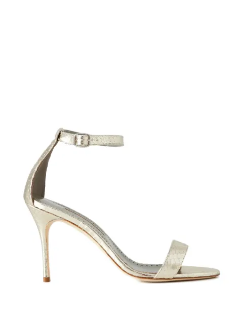 Manolo Blahnik Chaos snakeskin almond-toe sandals Gold 3253095
