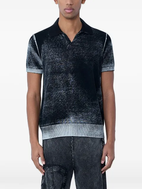 Diesel knit polo shirt with faded reverse print Black A217490BKCB