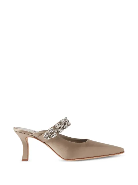Manolo Blahnik crystal-embellished strap mules Neutrals 32530820003