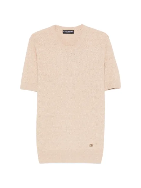 Dolce & Gabbana short-sleeve logo-embroidery T-shirt Neutrals GXX03ZJFMZT