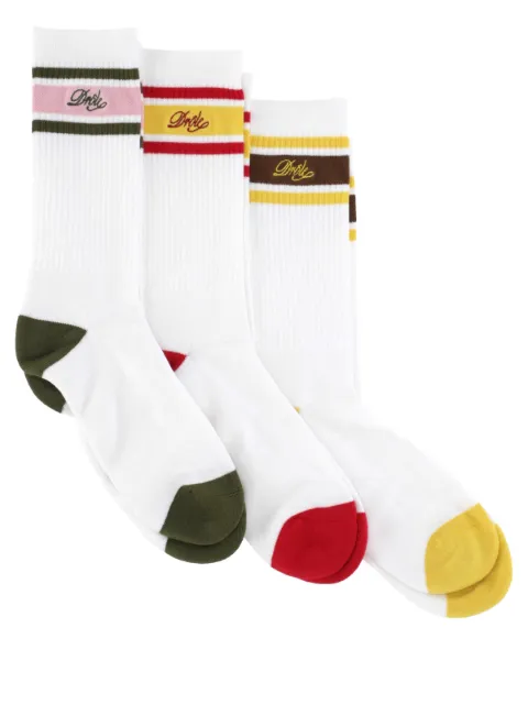 Drôle De Monsieur logo-embellishment socks (set of three) White KSK118CO024MC