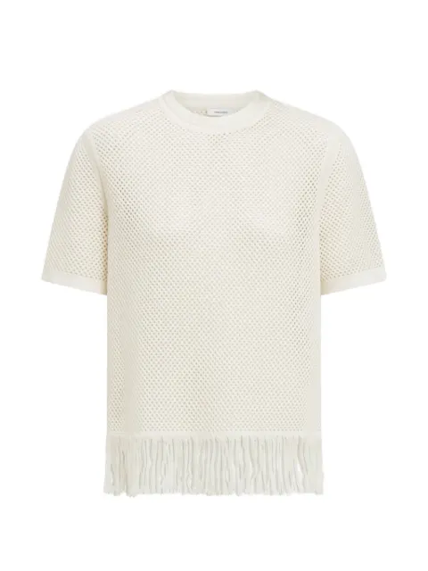 Ferragamo fringed net T-shirt White 791782