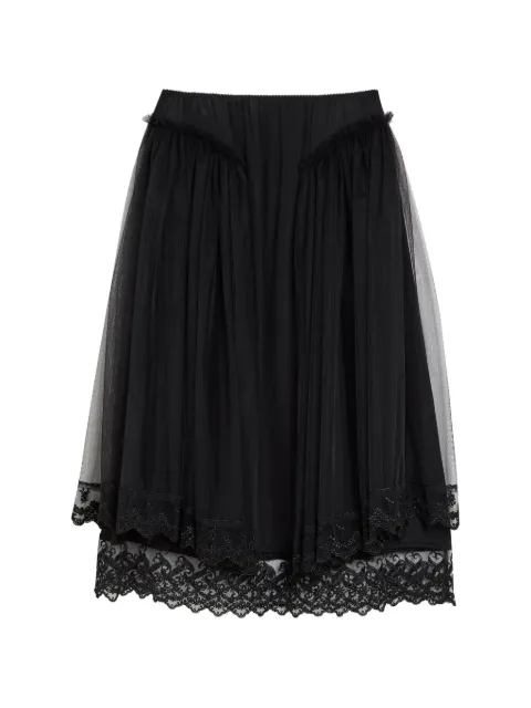 Simone Rocha ruffled lace midi skirt Black 31810514