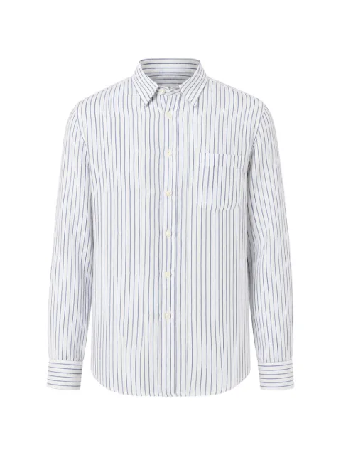 120% Lino vertical-stripe chest-pocket shirt White 33ALIM1425000G440000055