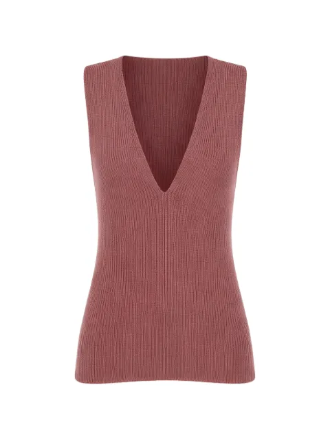 Rick Owens V-neck ribbed tank Pink RR02E1683KWVH