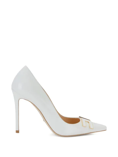 Elisabetta Franchi leather pumps with logo detail White SA14B61E2