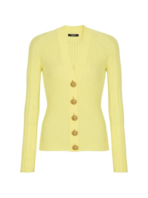 Balmain V-neck buttoned cardigan Yellow GF1KL166KJ45