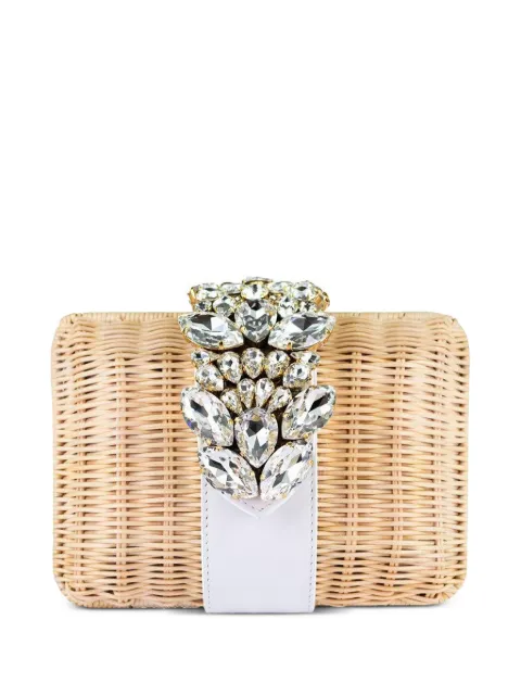 Gedebe Capri cryatsl-embellished clutch bag Neutrals CPRMDLNNAPSS26WHITE
