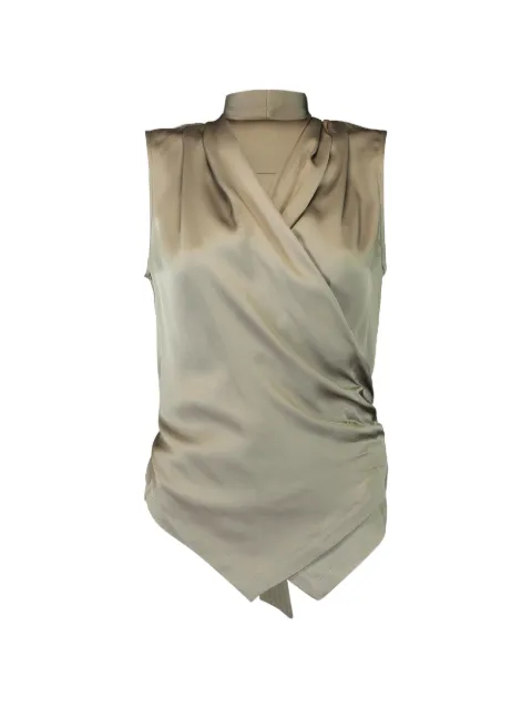 Brunello Cucinelli wrap sleeveless blouse Green MB179EG906C9125