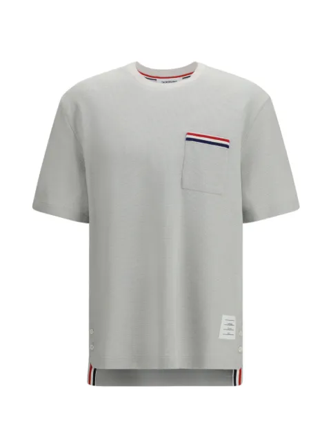 Thom Browne RWB stripe-trim pocket T-shirt Grey MJS298EJ0251